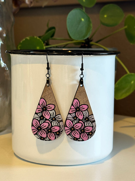 Pretty Pink Flowers Earrings