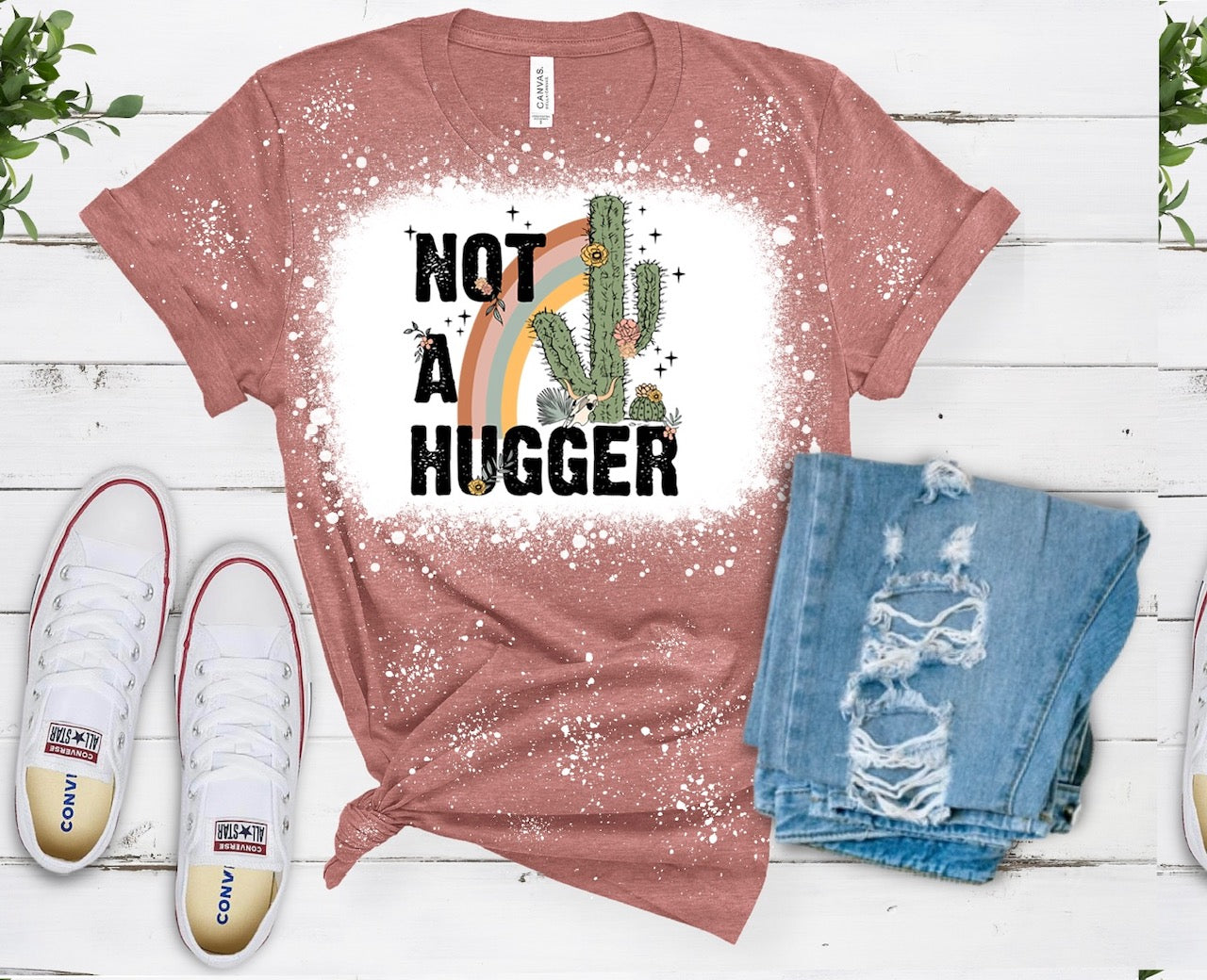 Not A Hugger Bleached Graphic Tee