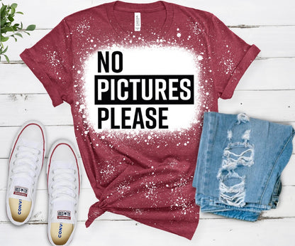 No Pictures Please Bleached Graphic Tee